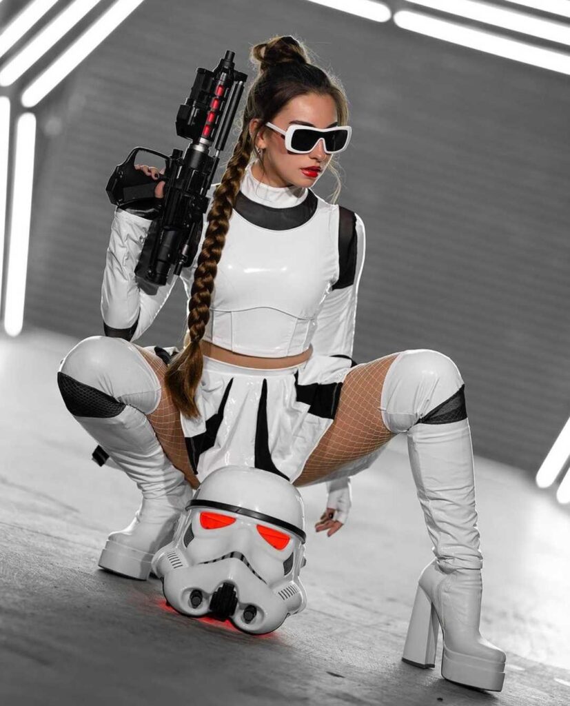 Lea Martinez  in a star wars movie costume